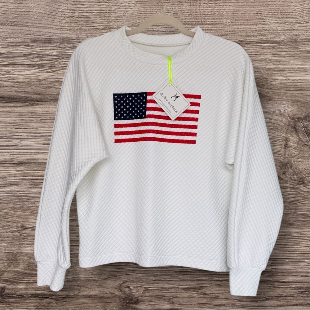 Dudley Stephens Ptown Pullover White American Flag Waffle XS NWT